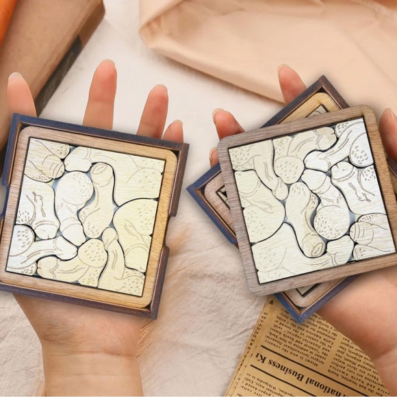 Wooden Penis Puzzle Coasters Set - Picture 2 of 2